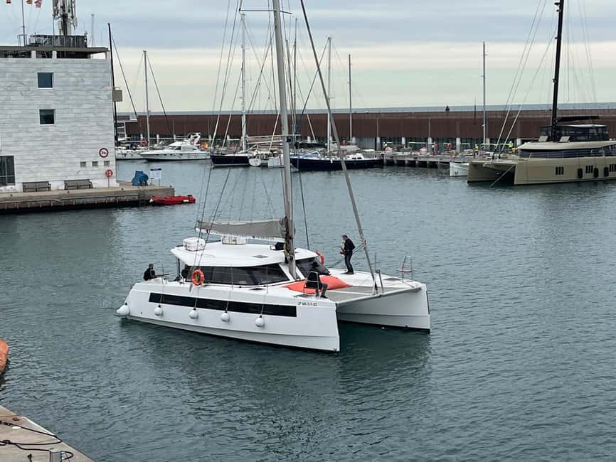 Barcelona: Shared cruise on luxury catamaran Drinks + Snacks - The Barceloneta view from the water