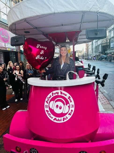 Belfast: Luxury Pink Hen Party Bike Tour (BYOB) - Climbing aboard the bright pink 16-seater