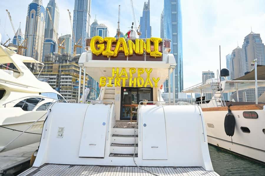 Celebrate Your Birthday in Style on luxury Yacht in Dubai - Birthday decorations and the custom cake