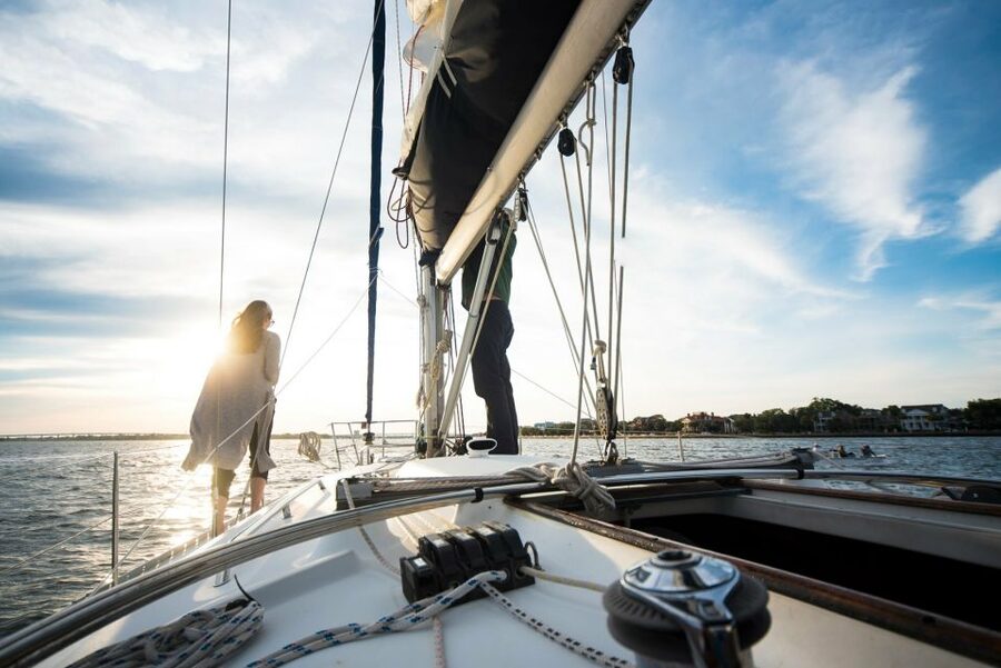 Charleston: Private BYOB Luxury Yacht Cruise - Looking for dolphins beside the yacht