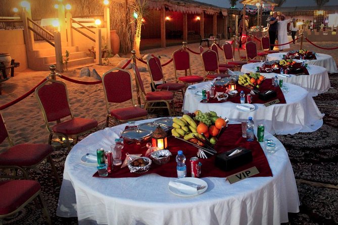 Dubai Desert Safari evening with VIP Treat , BBQ Buffet and Exciting Liveshows - BBQ buffet, Arabic drinks, and sheesha