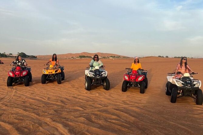 Dubai Evening Safari With Quad Biking VIP BBQ 10 Show Camel Ride - Dune bashing and sandboarding across the red sand