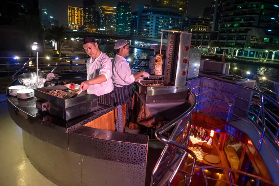 Dubai: Marina Luxury Dhow Dinner Cruise - The dhow welcome: dates, coffee, and rosewater