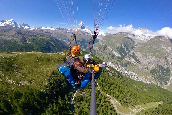 FLYMATTERHORN VIP Paragliding from Zermatt, With Matterhorn View - Taking off above Zermatt
