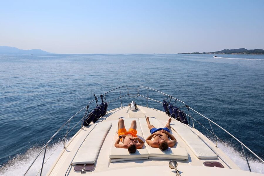 From Corfu: Luxury Yacht Cruise to Sivota and Blue Lagoon - Papanikolis Cave and the first view of Sivota