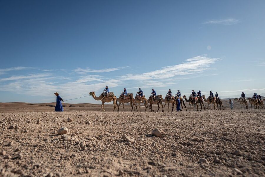 From Marrakech: VIP Agafay Desert & Oasis Camel Experience - Meeting your camel and settling into the saddle