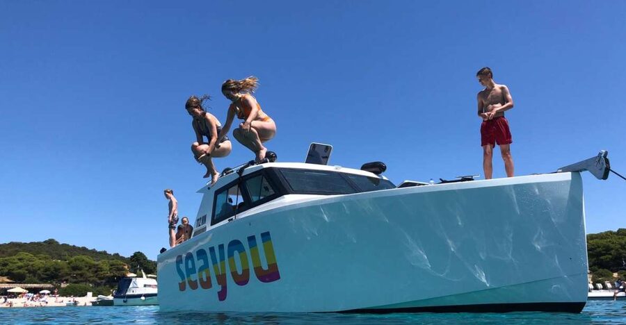 From Split: Luxury Cabin Boat Tour to The Blue Cave and Hvar - Entering the Blue Cave at Bisevo