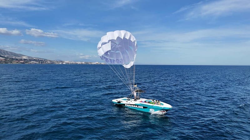 Fuengirola: Best luxury parasailing in Fuengirola - The boat ride out from Fuengirola