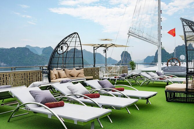 Full day Halong Bay Luxury Cruise - buffet lunch, kayak, swim. - Sunset Tea, Fruit, and the Ride Back