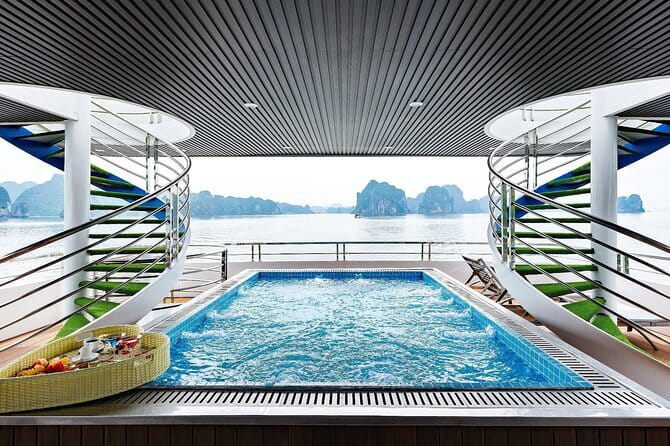 Halong Bay Day Tour Luxury Cruise With Jacuzzi and Buffet Lunch - Kayaking or a bamboo boat adds close-up views