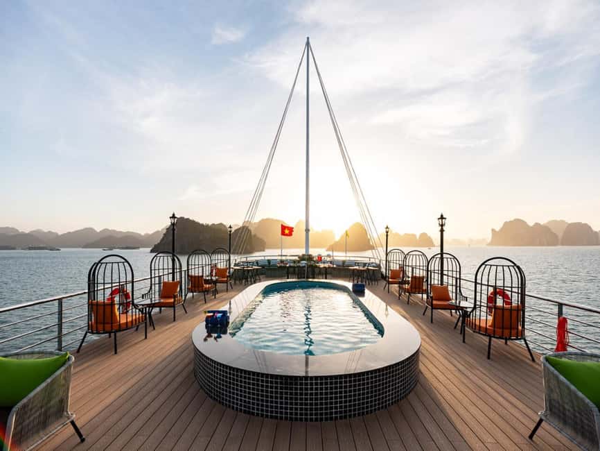 Halong Bay: Luxury Day Cruise w/ Pool, Kayak, Free Transfer - Boarding the boat and settling into the bay