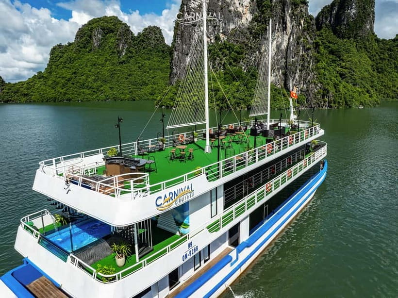 Halong Bay: Luxury Day Cruise w/ Pool, Kayak, Free Transfer - Luon Cave by kayak or bamboo boat