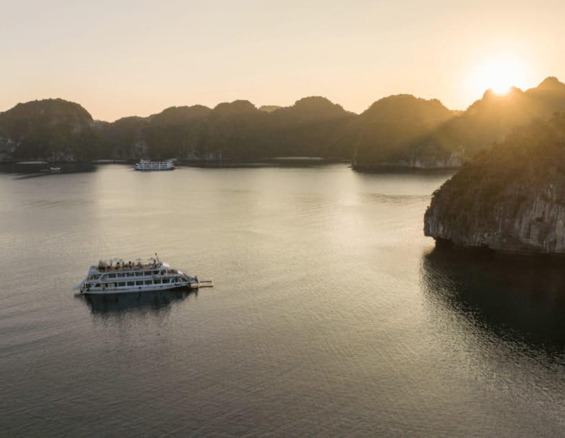 Hanoi: Cat Ba, Lan Ha & Ha Long Bay Luxury Cruise with Lunch - The rooftop deck and sunset snack