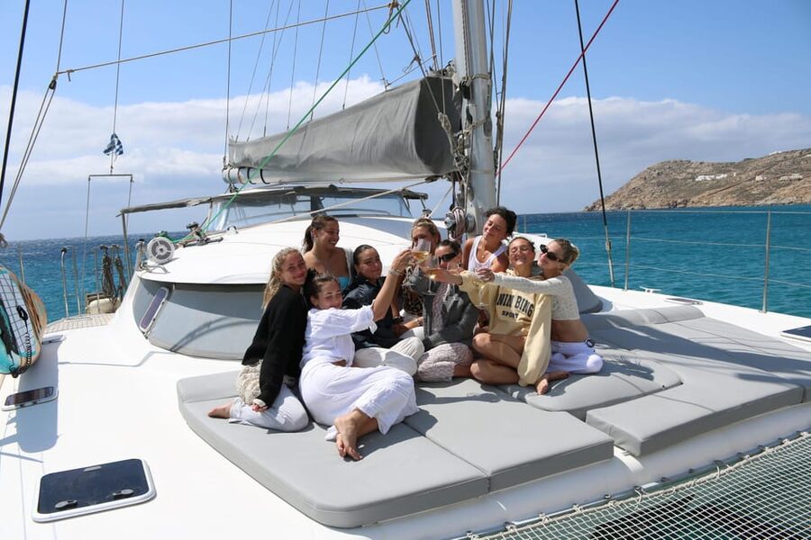Heraklion: Dia Island Luxury Catamaran Cruise with Meal - Leaving Heraklion through the Venetian harbor