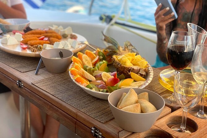 Hersonissos: Luxury Sunset Catamaran Cruise Sushi & Open Bar - Two hours at the swim stop