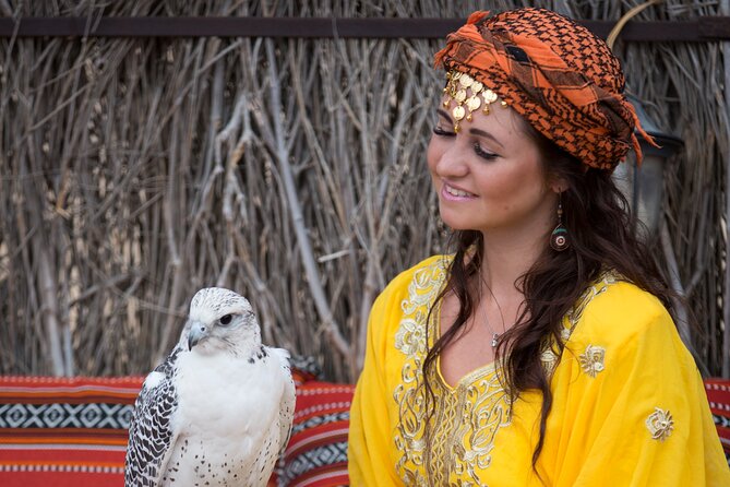 High Red Dunes with Camel Ride, Sandboarding, Falcon Show and VIP BBQ Dinner - Falconry, henna, and the Bedouin-style camp