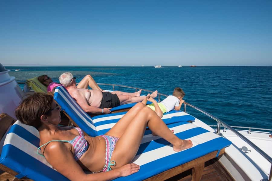 Hurghada: Luxury Orange Bay Cruise with Lunch and Pickup - Sailing out from the marina