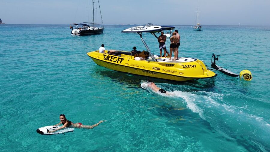Ibiza: Beach and Cave Boat Tour with Luxury Water Toys - The fuel-delay warning