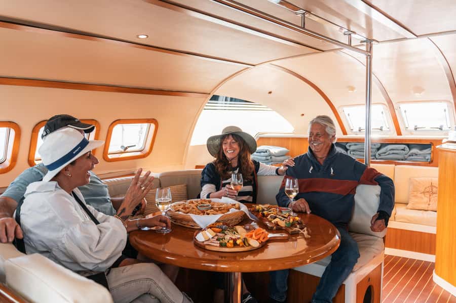 Lake Taupo: Luxury Sailing Catamaran to Māori Rock Carvings - Drinks, blankets, and the all-weather setup
