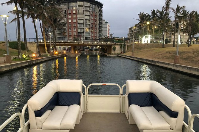 Luxury Canal Boat Cruise - Fun Things Durban Ushaka - Leaving Ushaka Marine World for the Point Waterfront canals