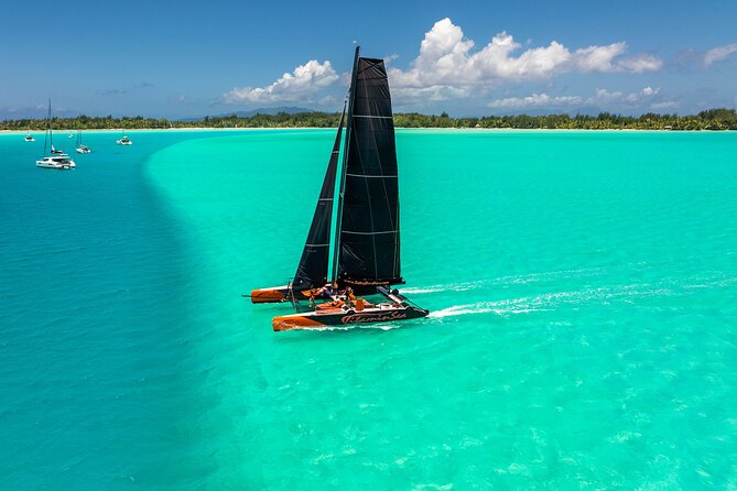 LUXURY Catamaran Bora Bora : Sailing, Snorkeling & Floating Bar - Sailing past Mount Otemanu and Bora Bora’s lagoon