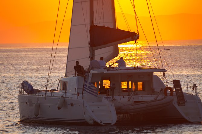 Luxury Catamaran Semi private cruise with meals & drinks and transportation. - Swimming and snorkeling near Rhenia
