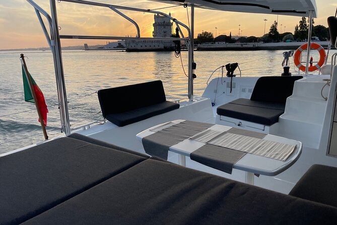 LUXURY Catamaran Sunset and Wine cruise - The south bank: Cacilhas, Cristo Rei, and waterfront restaurants