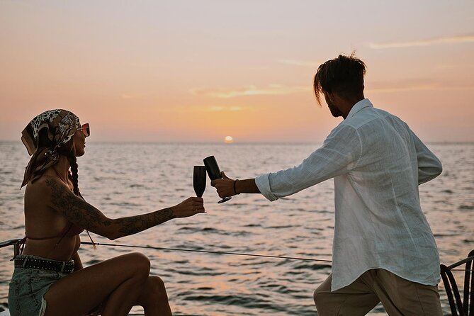 Luxury Santorini Sunset Cruise: Dinner, BBQ, Open Bar, Transfers - One hour at Mesa Pigadia Beach
