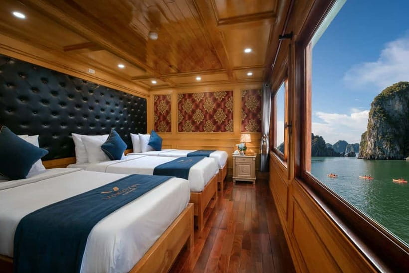 Ninh Binh: Lan Ha, Halong bay luxury cruises with balcony - Sunset, cooking, and the first evening