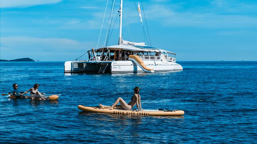 Phuket: Coral & Racha Sunset Luxury Catamaran Party Cruise - The 16:40 foam party and sunset at sea