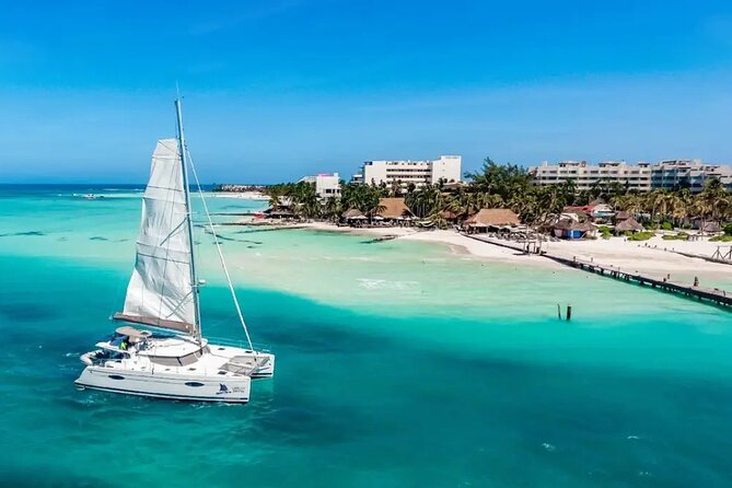 Private Luxury Catamaran Cancun to Isla Mujeres | For up to 30 pp - Leaving Marina Las Perlas for Open Water