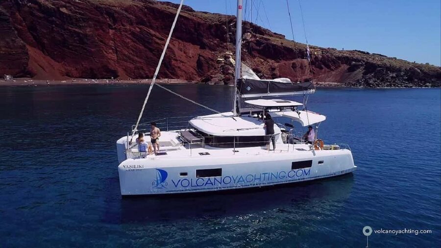 Santorini: Luxury Caldera Cruise With Meal & Drinks - Red Beach and Santorini’s southern coast