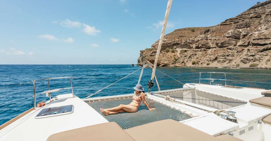Santorini: Luxury Catamaran Day Trip with Meal and Open Bar - Key points to know before booking