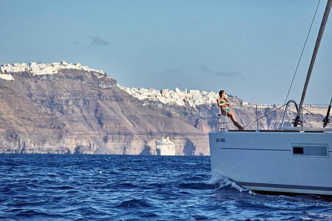 Santorini Luxury Sailing Catamaran Cruise with BBQ, Drinks and Transfer - Food, drinks, equipment, and the onboard mood