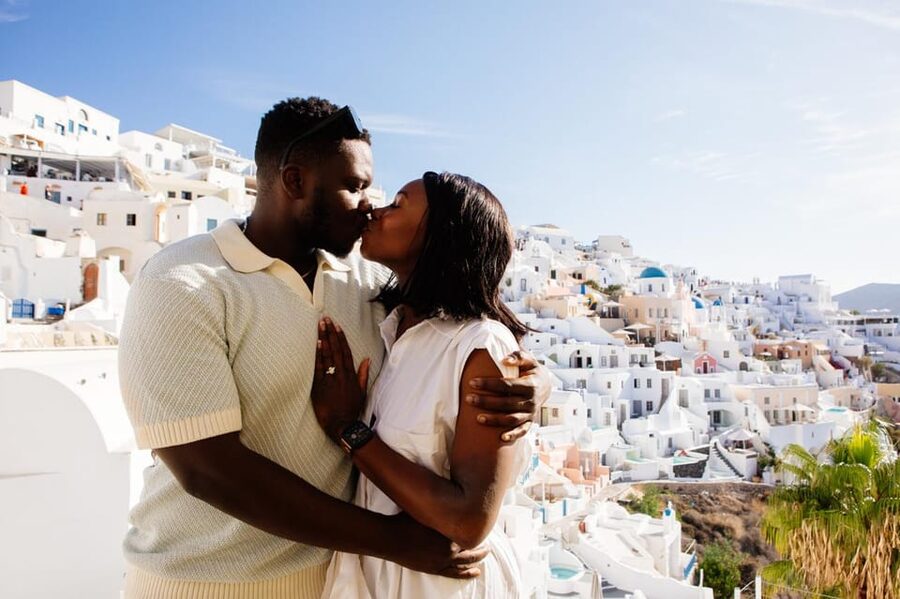 Santorini Proposal: A Luxury Photoshoot for Your Yes! Moment - The big moment, kept natural