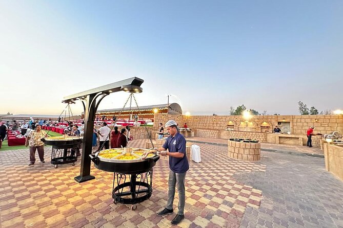 Thrilling dune bashing with VIP Desert camp delicious BBQ & shows - BBQ dinner, shawarma, and Arabic sweets