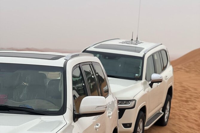 VIP Desert Safari with 4x4 pick up & drop, camel ride bbq dinner - Sunset at Lahbab