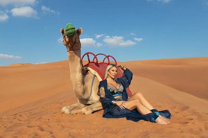 VIP Dubai Desert Safari Camel Ride, Sand Ski, Live BBQ Dinner - From Dubai Hotels to the Lahbab Red Dunes