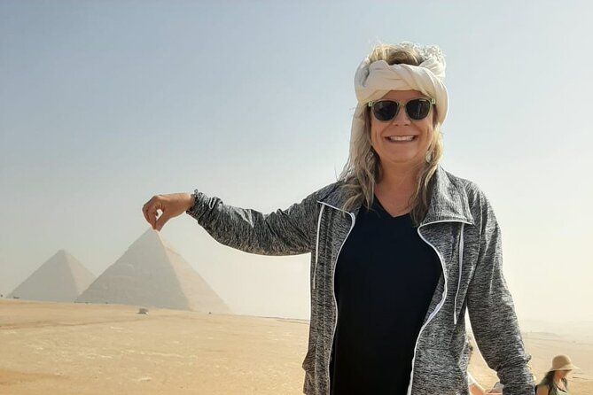 VIP Private Tour Giza Pyramids,Inside Pyramid ,Camel Ride ,lunch - Menkaure and Khafre, two different views of Giza