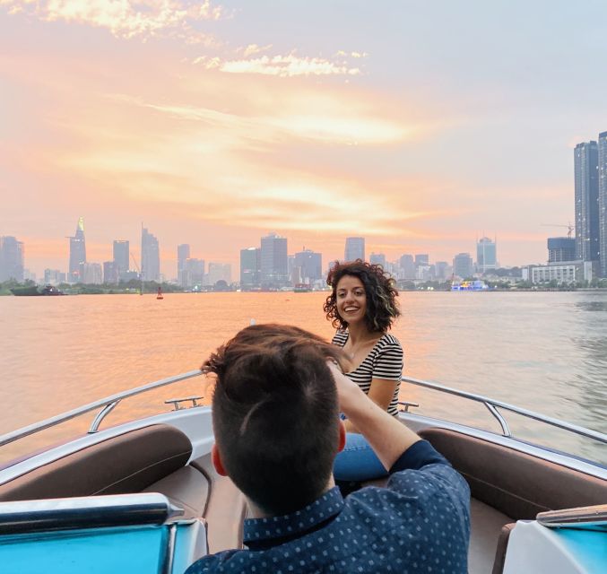 VIP Tour Enjoy Romantic Sunset by Speed Boat Free Cocktail - Leaving Saigon beneath two major bridges